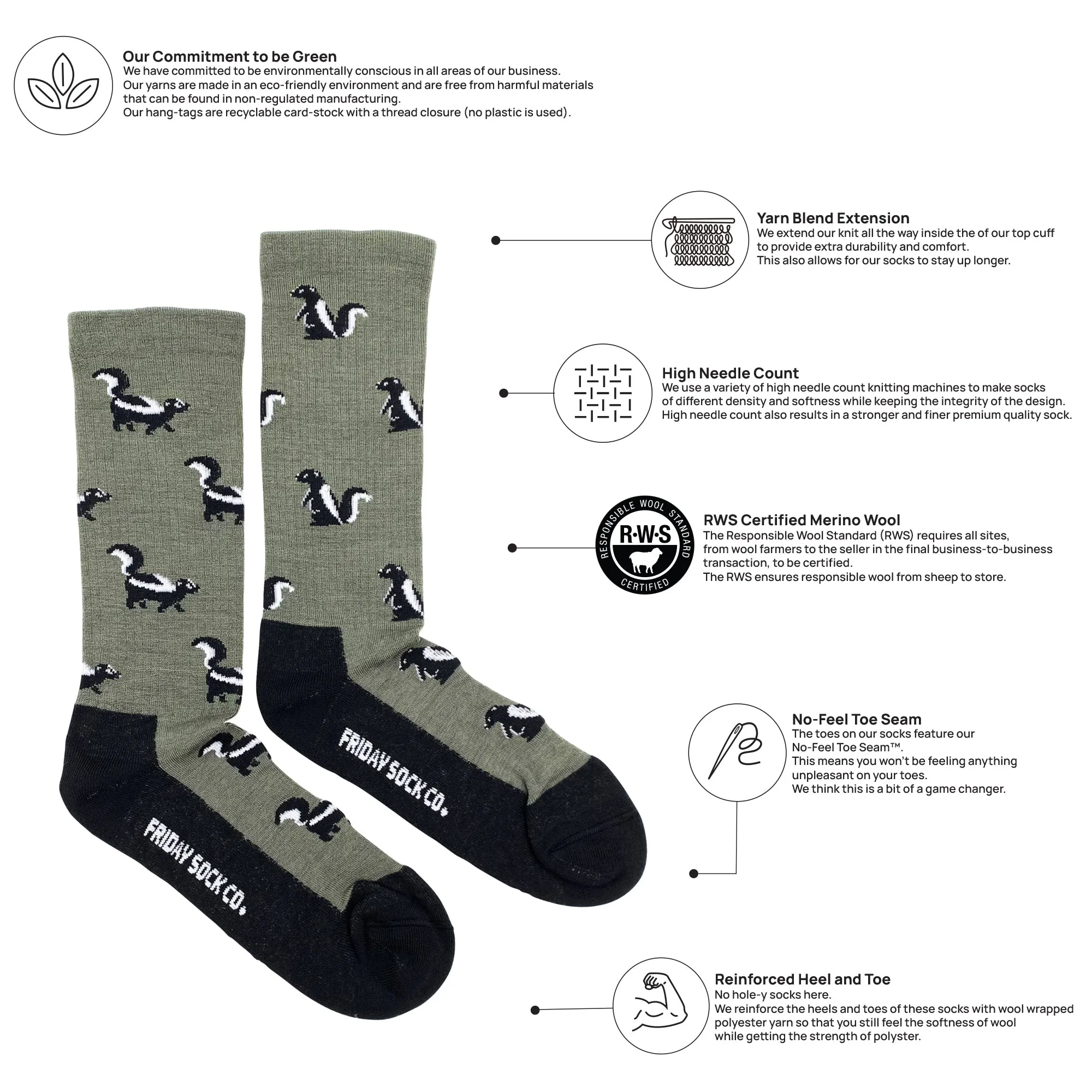 Men's Skunk Merino Wool Socks