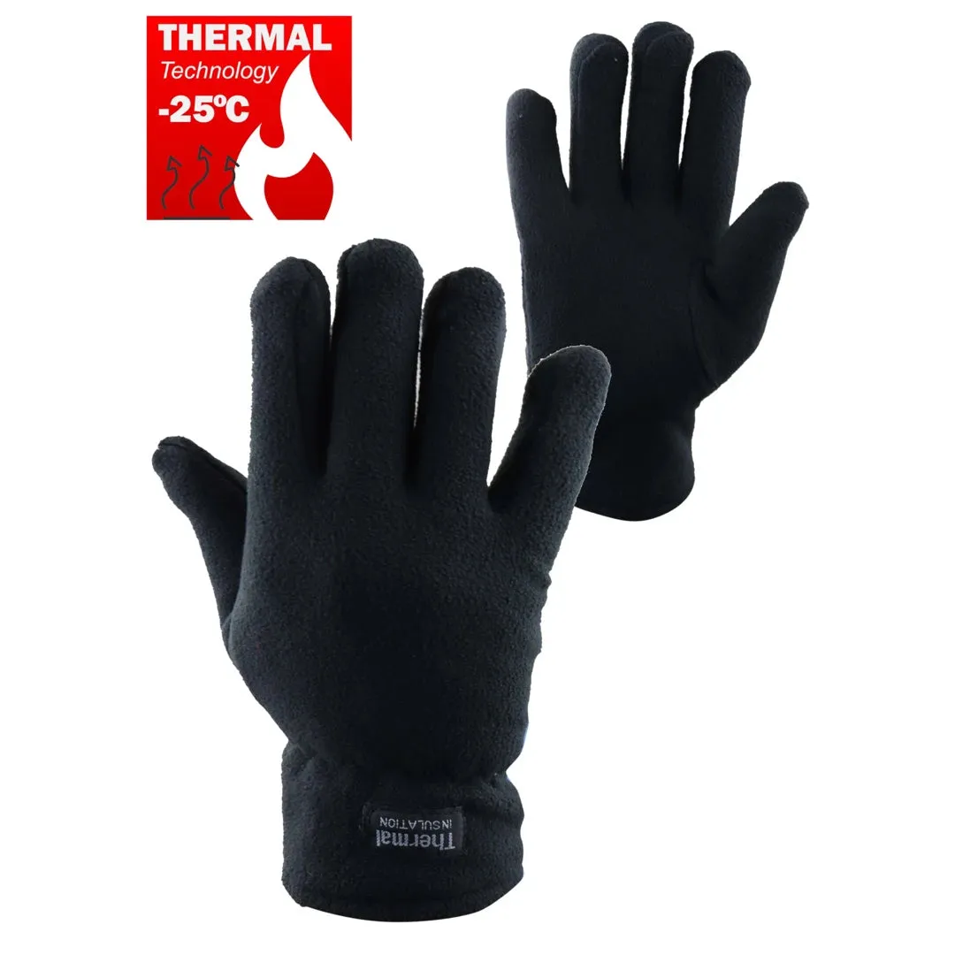 Men's Thermal Insulated Lined Warm Gloves One Size Stretch Classic Black