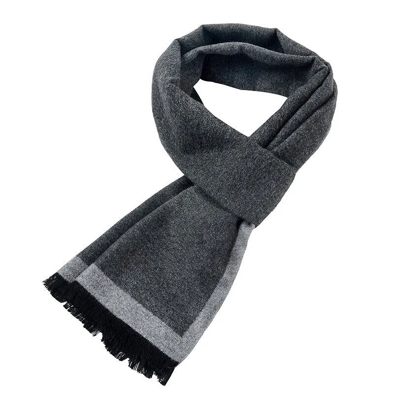 Men's Winter Cashmere Striped Scarf