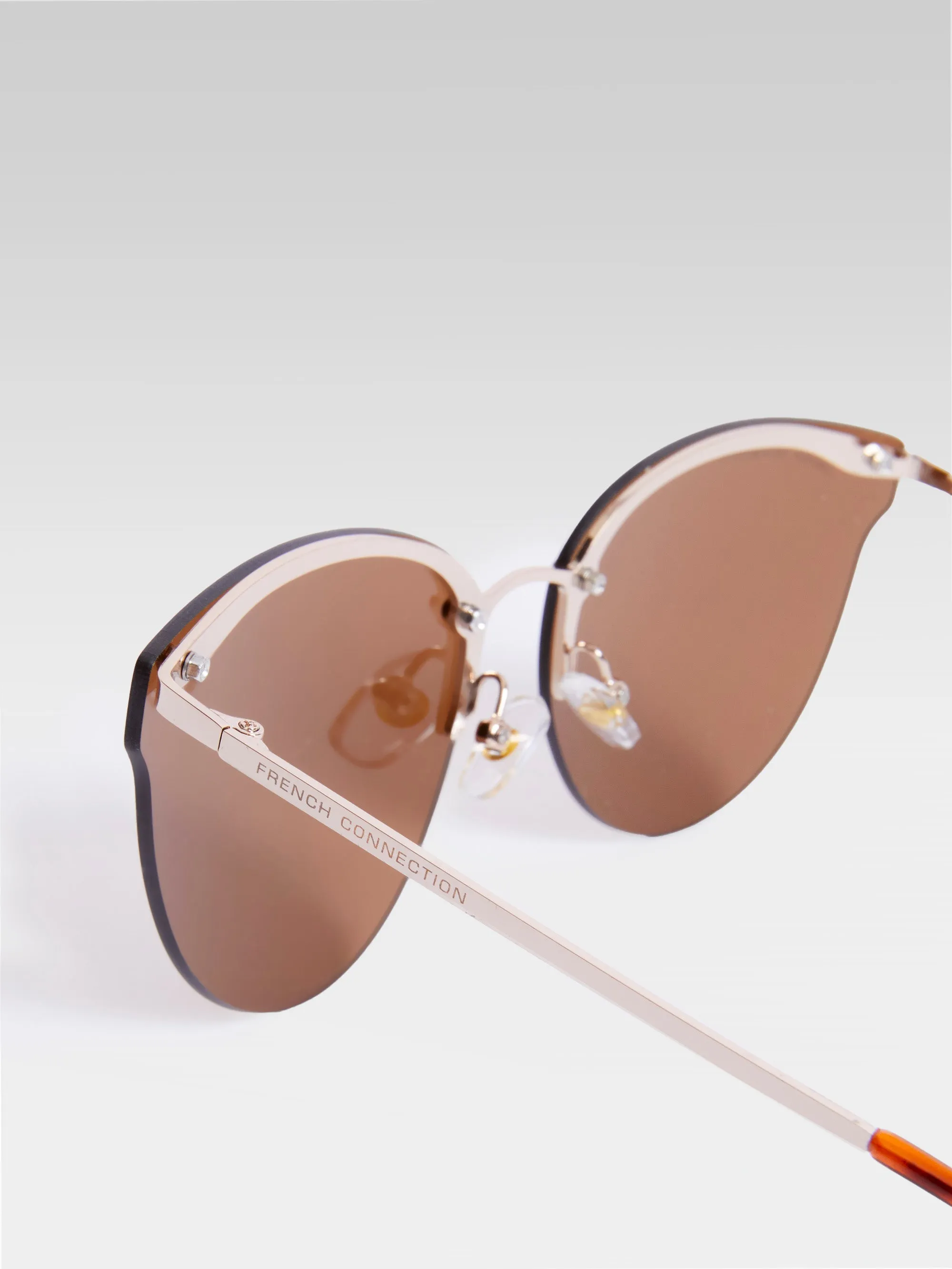 Metal Cat Eye Rimless Sunglasses