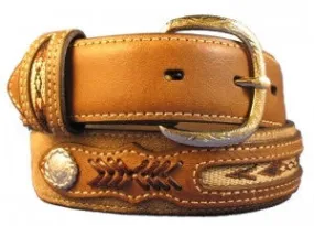 MF Western Nocona Childrens Conchos and Southwestern Distressed Brown Belt Style N4415844