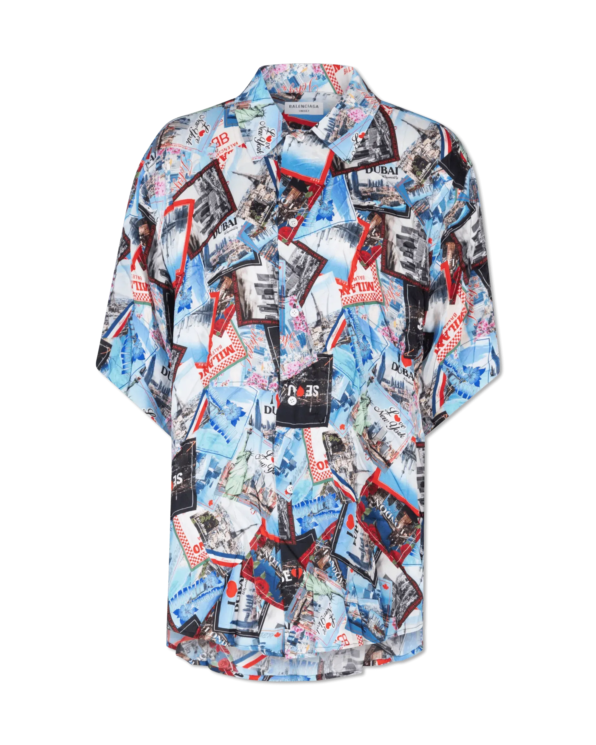 Mix Scarves Silk Short Sleeve Shirt