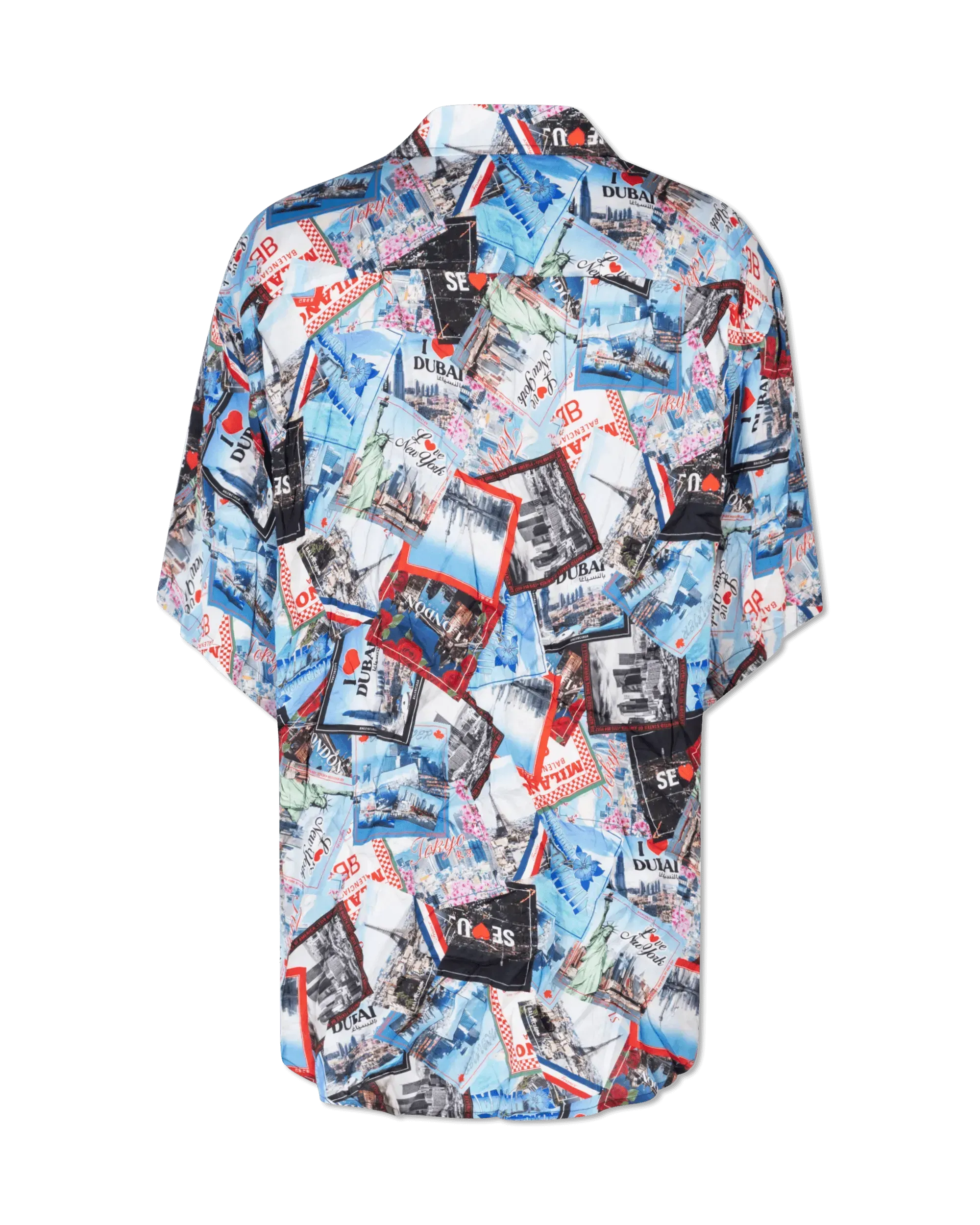 Mix Scarves Silk Short Sleeve Shirt