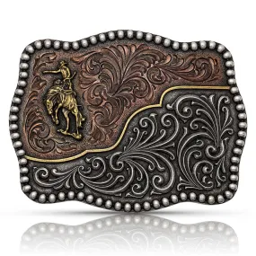 Montana Silver Tri-Colour Filigree Road Ranch Bronc Attitude Buckle