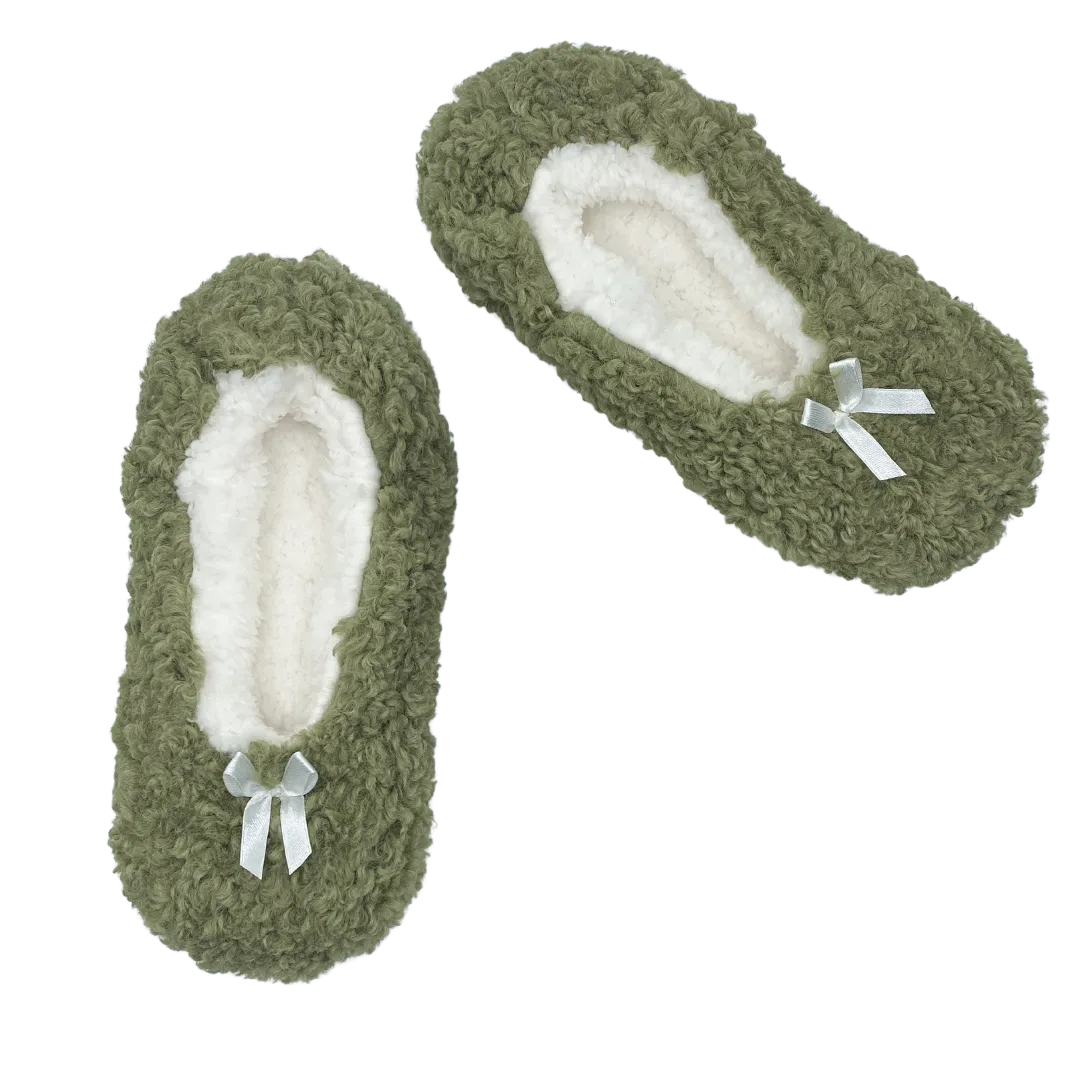 Natural Moss Fuzzy Babba Slipper Socks