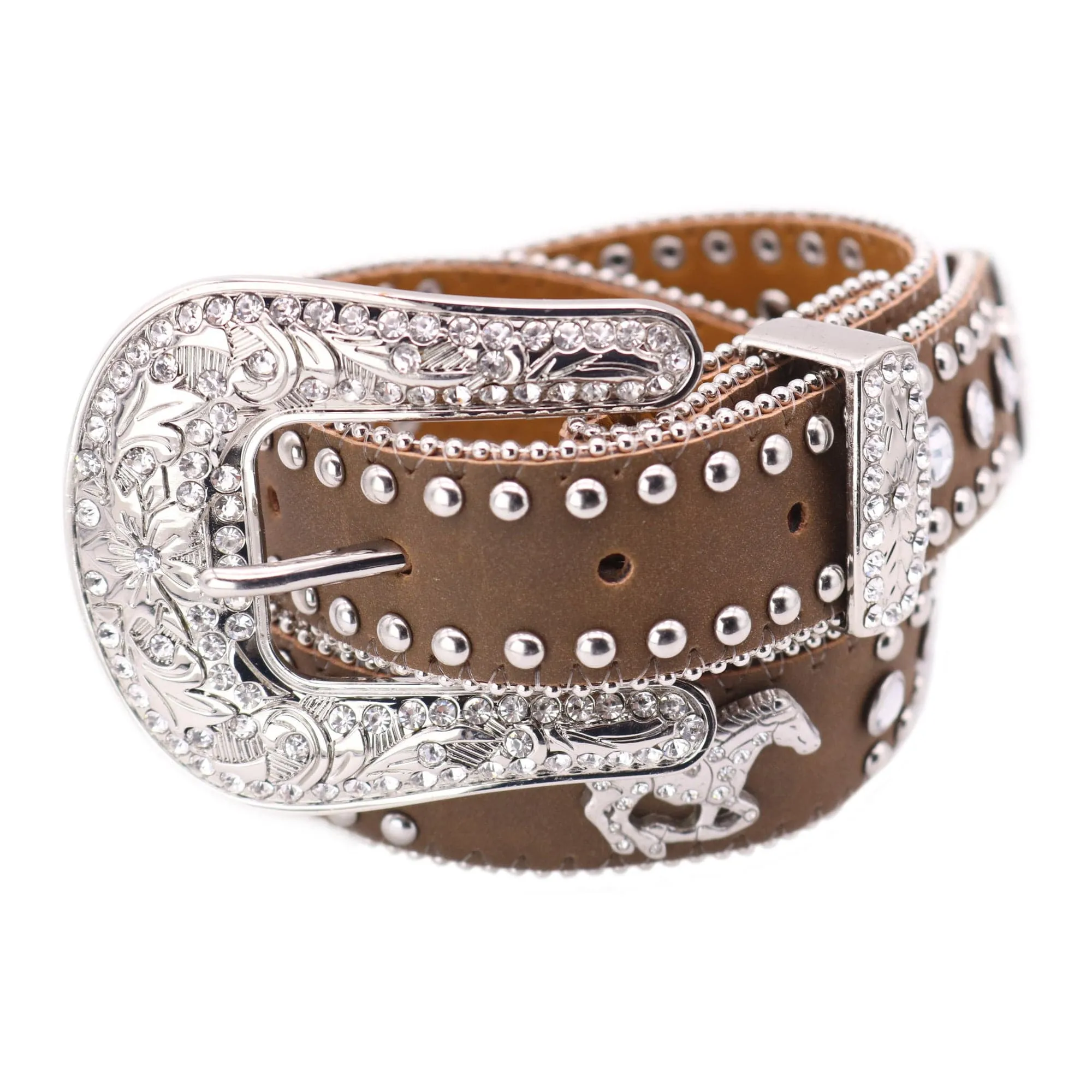 Nocona Belt Co Girl's Western Horse and Rhinestone Belt