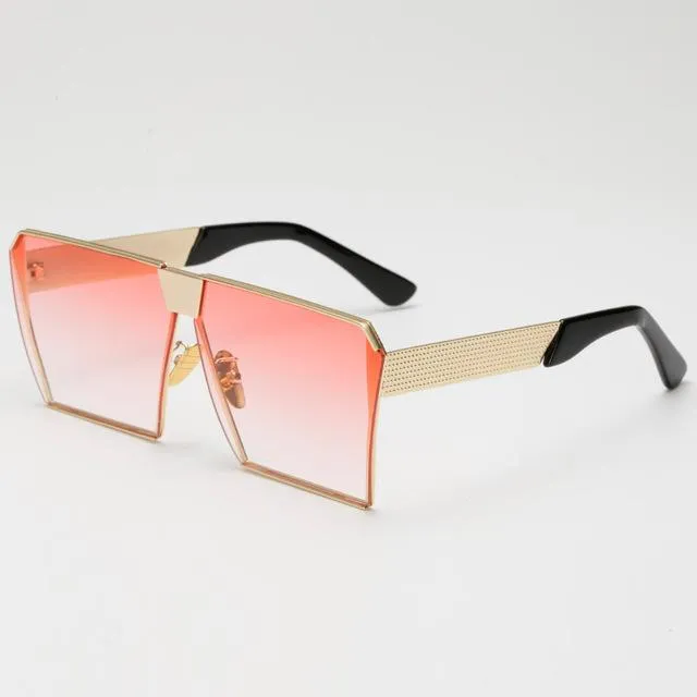 Oversized Metal Frame Square Sunglasses