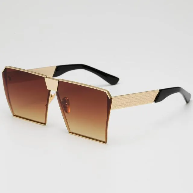 Oversized Metal Frame Square Sunglasses