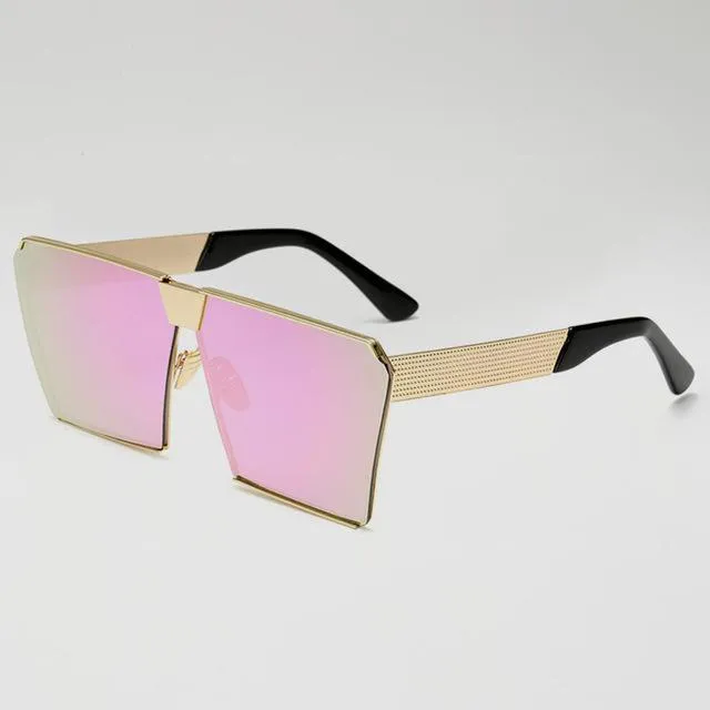 Oversized Metal Frame Square Sunglasses