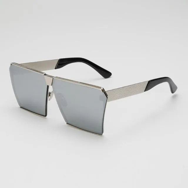 Oversized Metal Frame Square Sunglasses