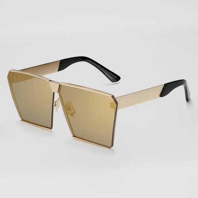 Oversized Metal Frame Square Sunglasses