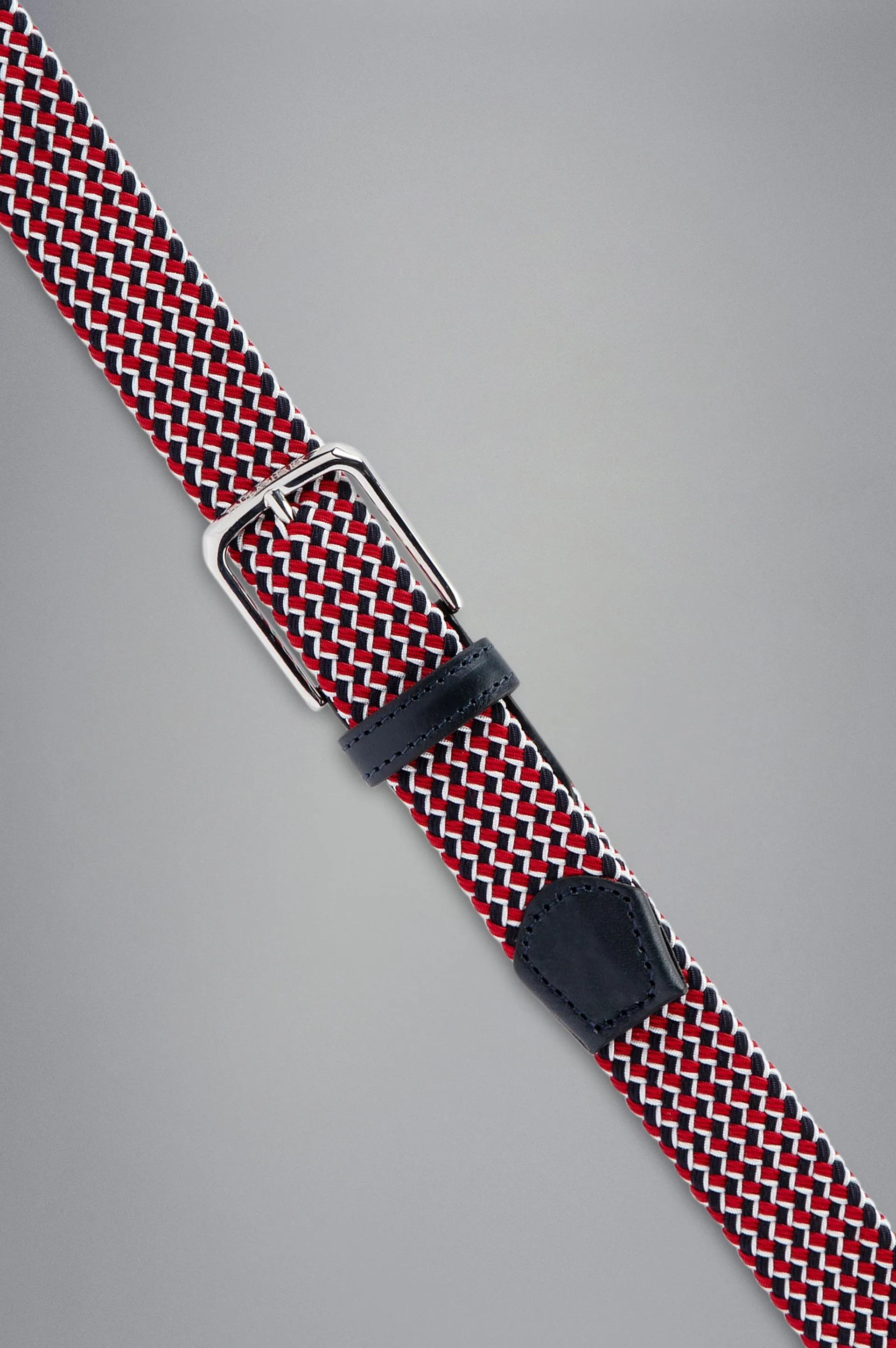 Paul & Shark Leather Trimmed Woven Elastic Belt | Red