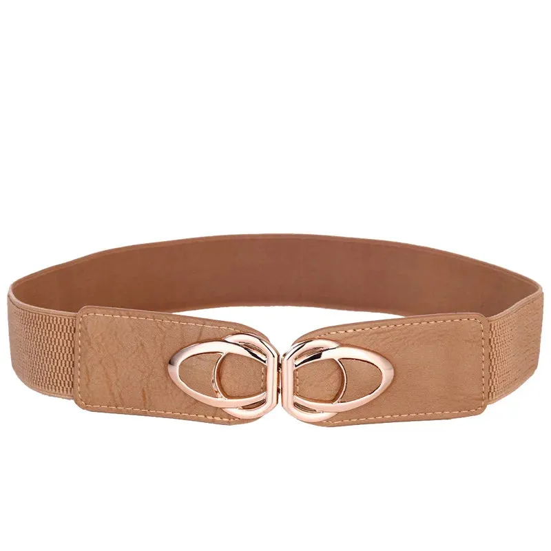 PU Leather Elastic Wide Belt