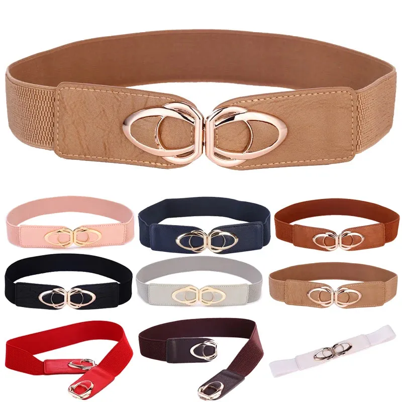 PU Leather Elastic Wide Belt