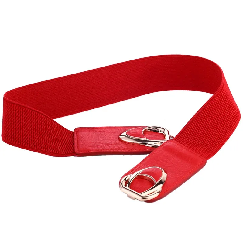 PU Leather Elastic Wide Belt