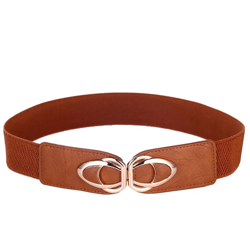 PU Leather Elastic Wide Belt