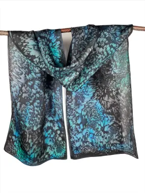 "Evening Aurora Mermaid" - Hand-dyed Silk Scarf - $125