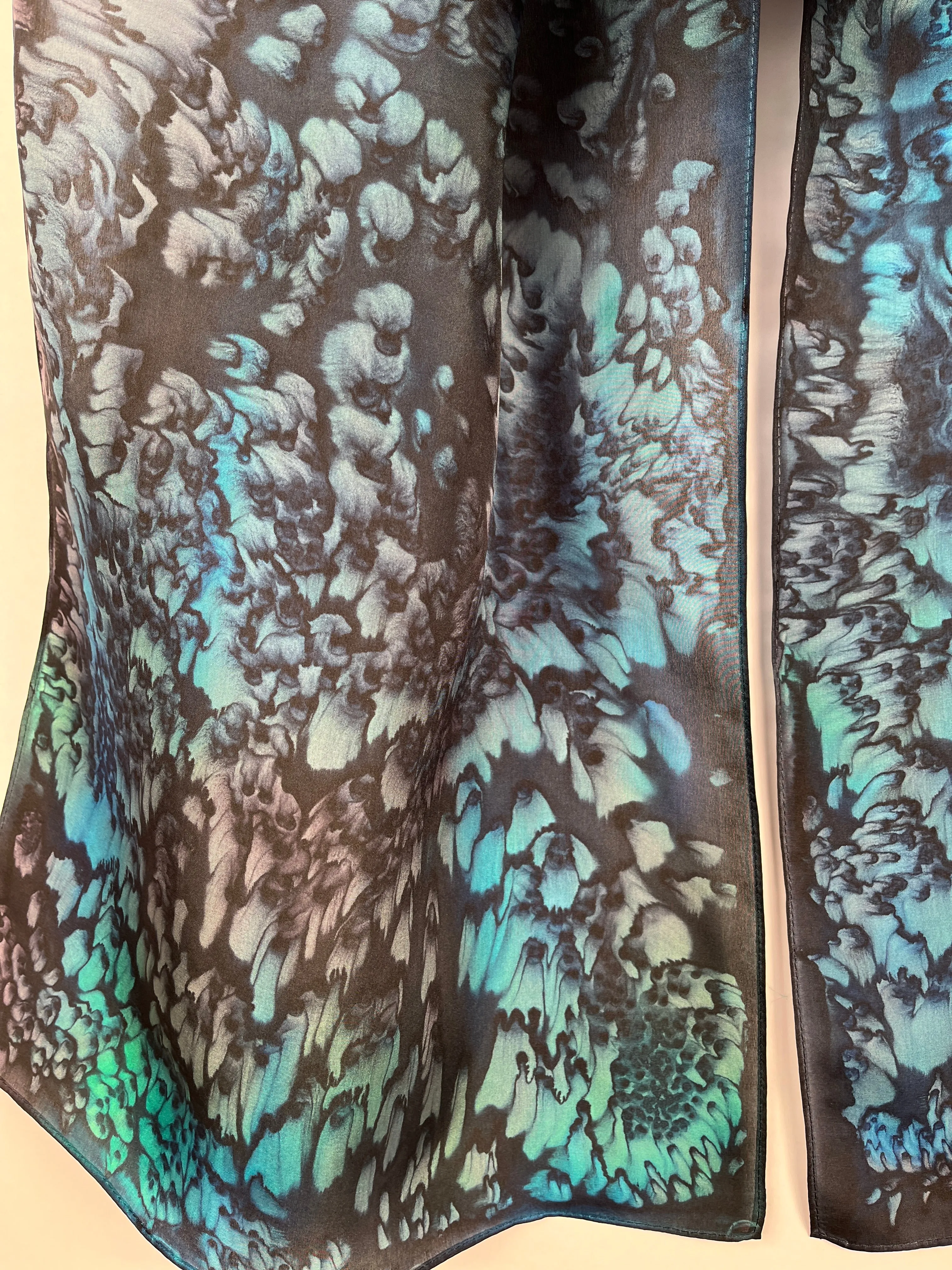 "Evening Aurora Mermaid" - Hand-dyed Silk Scarf - $125