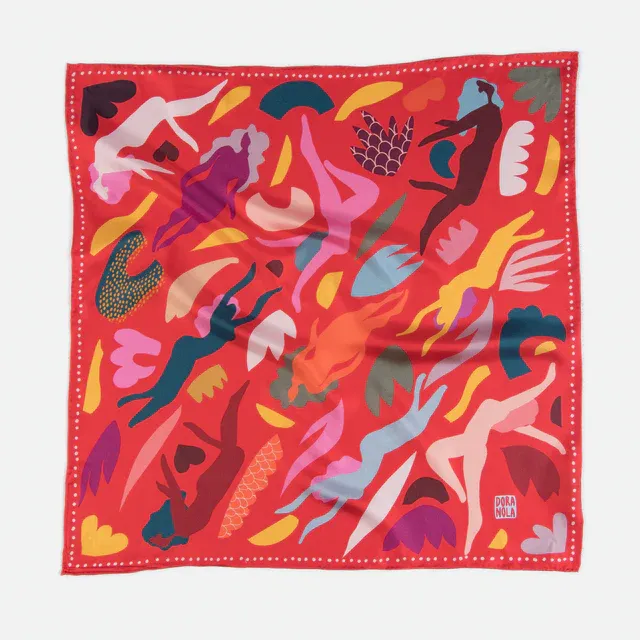 Red All The Way Silk Neckerchief by Dora Nola