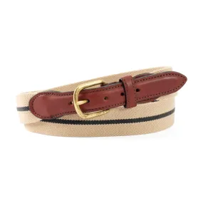 Tan & Navy Belgian Stretch Leather Tab Belt