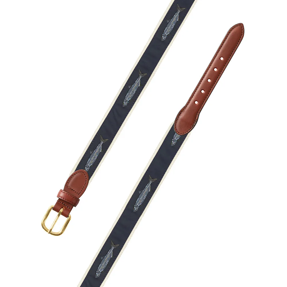 Tarpon Motif Leather Tab Belt