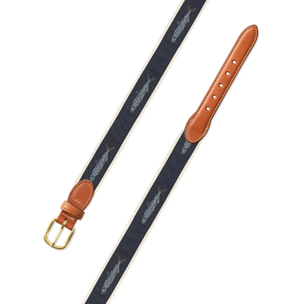 Tarpon Motif Leather Tab Belt