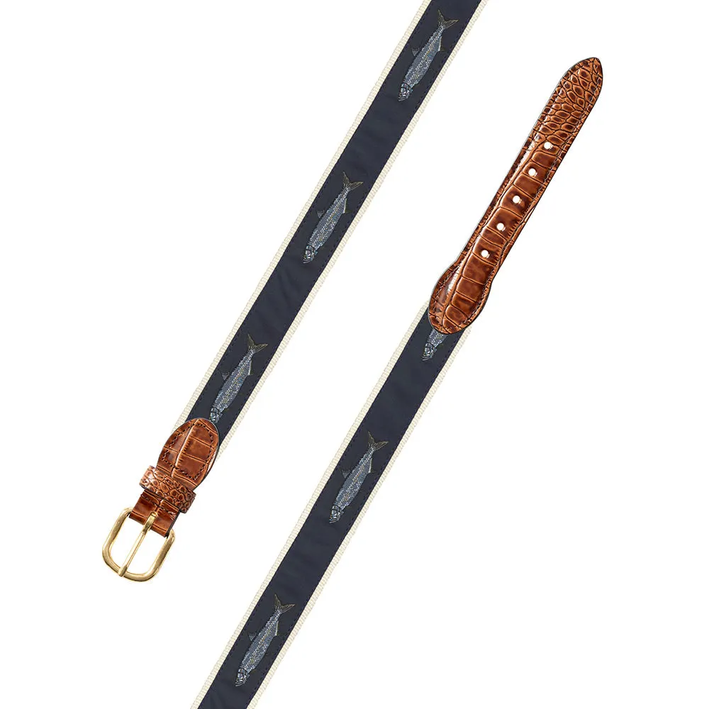 Tarpon Motif Leather Tab Belt