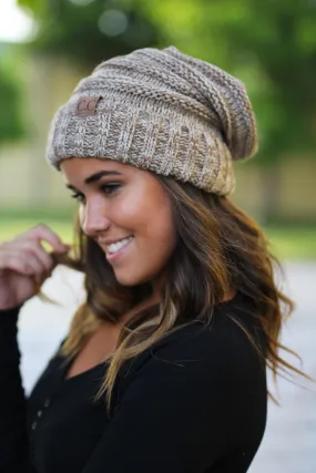 Taupe Two Toned Slouchy Beanie