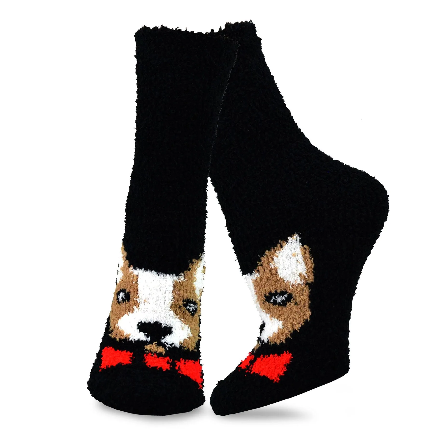 TeeHee Socks Women's Fuzzy Polyester Crew Animal 5-Pack (18003)