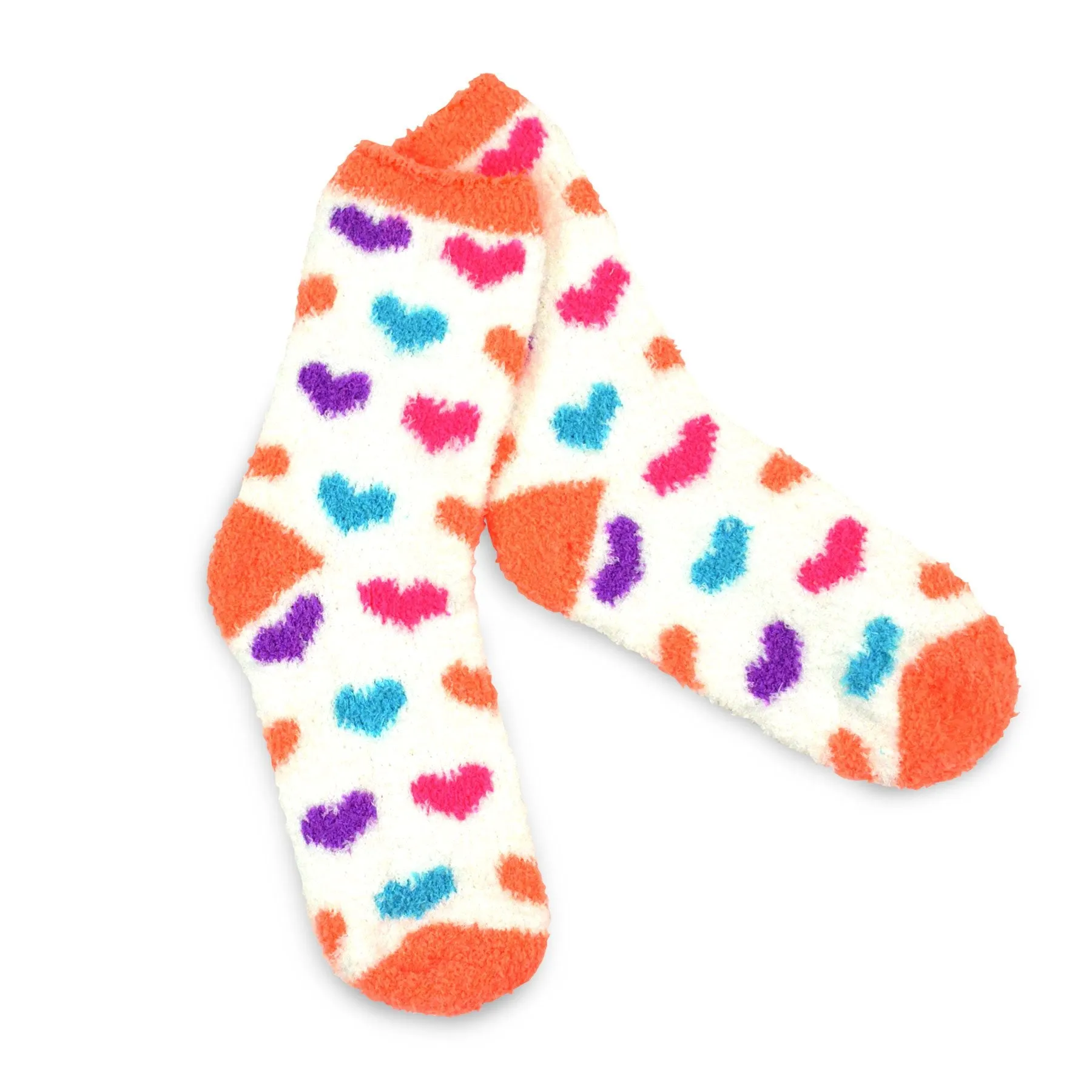 TeeHee Socks Women's Fuzzy Polyester Crew Neon Polka Dot 2-Pack (18002)