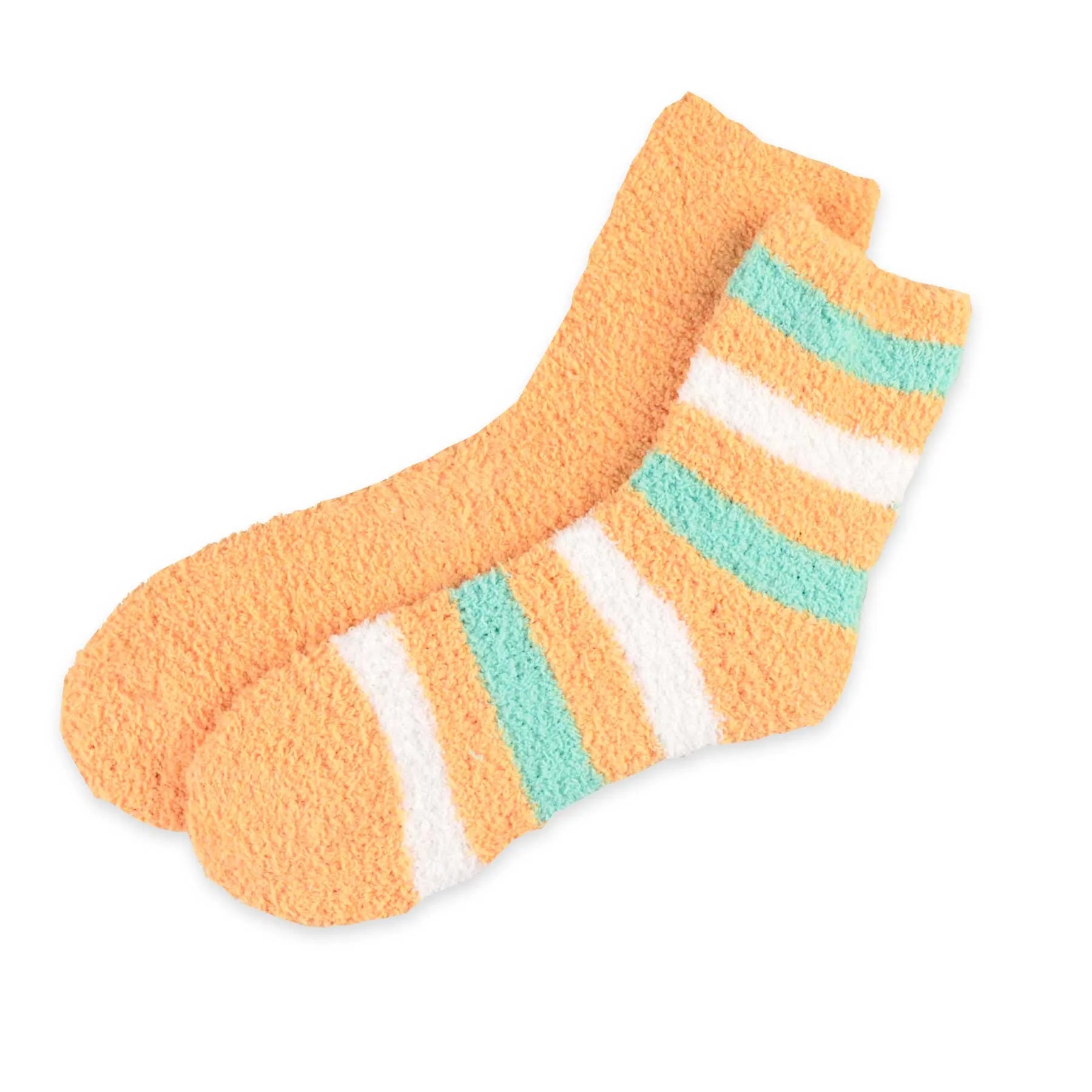 TeeHee Socks Women's Fuzzy Polyester Crew Peach 2-Pack (11191)