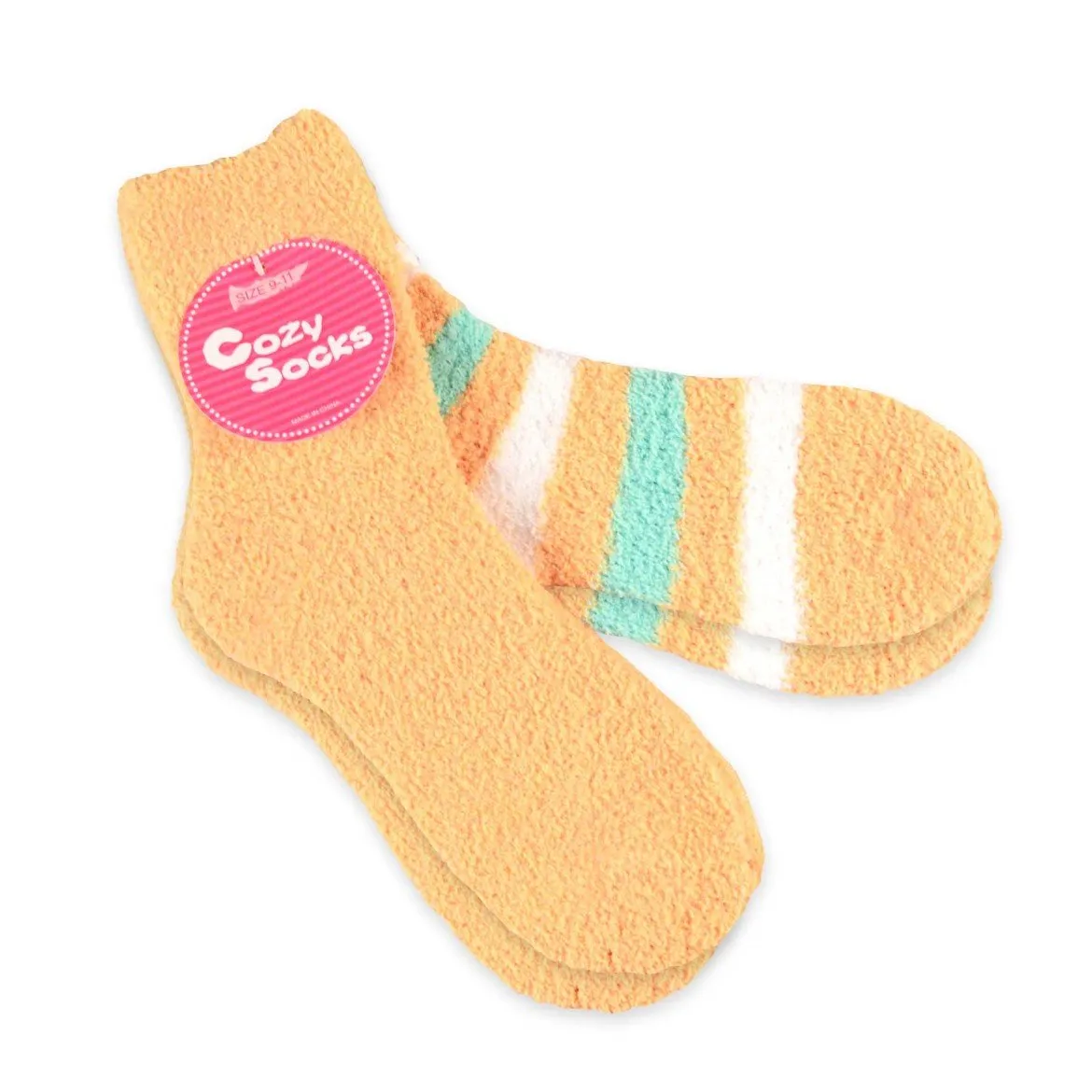 TeeHee Socks Women's Fuzzy Polyester Crew Peach 2-Pack (11191)