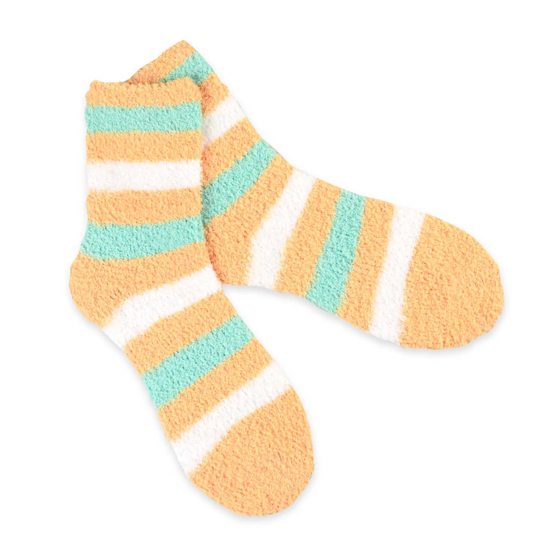 TeeHee Socks Women's Fuzzy Polyester Crew Peach 2-Pack (11191)