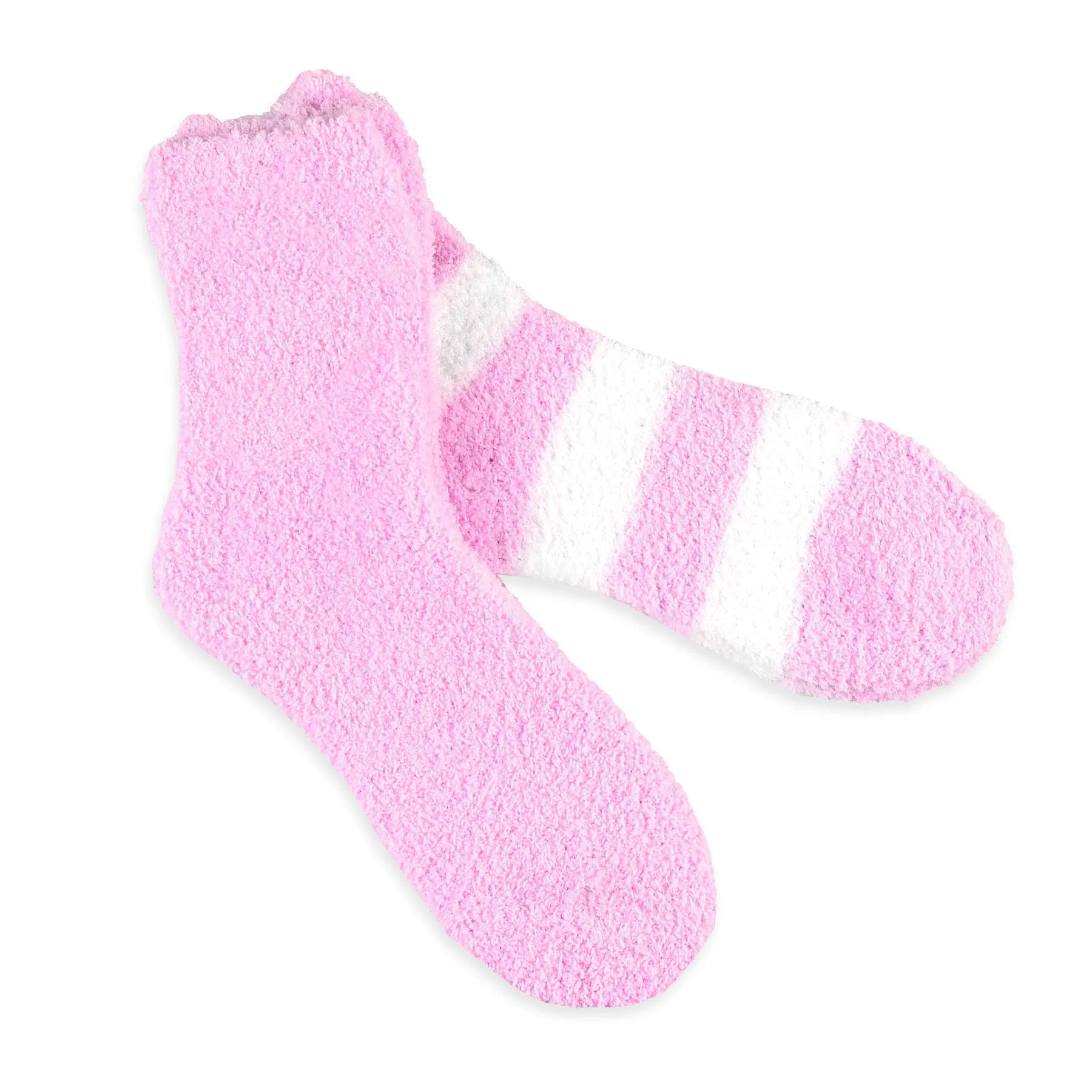 TeeHee Socks Women's Fuzzy Polyester Crew Pink 2-Pack (11190)