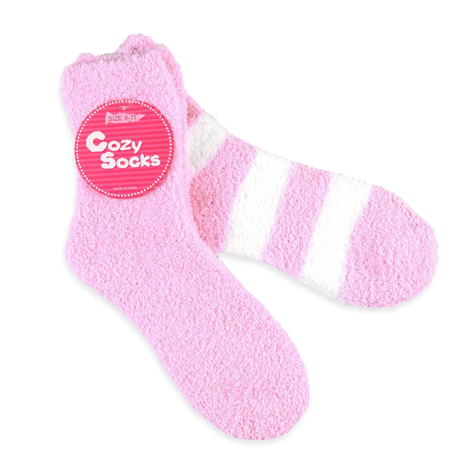 TeeHee Socks Women's Fuzzy Polyester Crew Pink 2-Pack (11190)