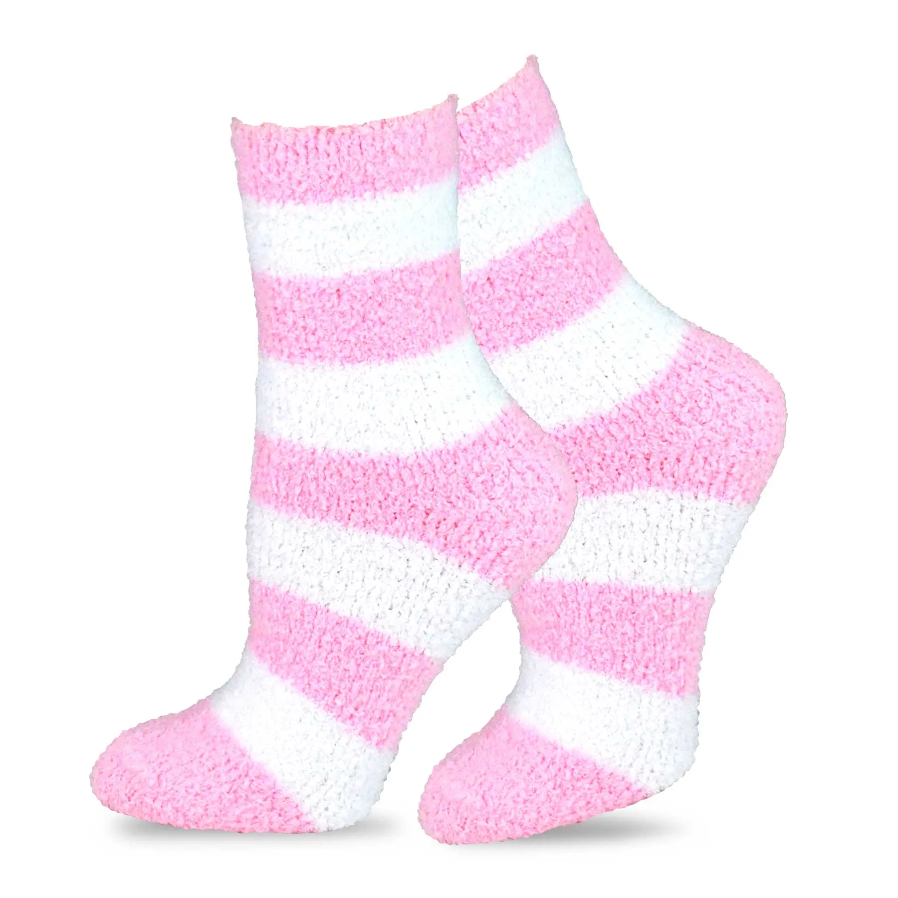 TeeHee Socks Women's Fuzzy Polyester Crew Pink 2-Pack (11190)