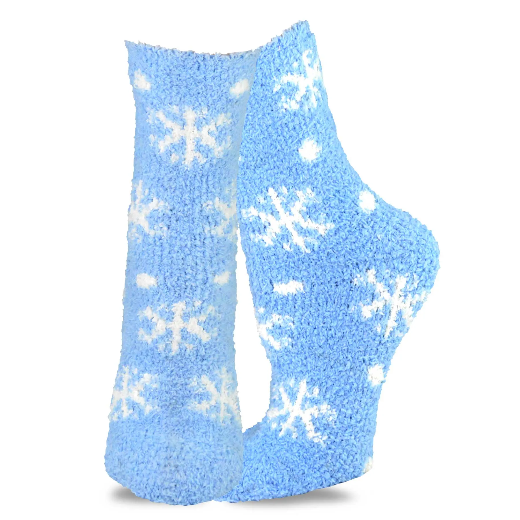 TeeHee Socks Women's Fuzzy Polyester Crew Snowflake 5-Pack (12015)