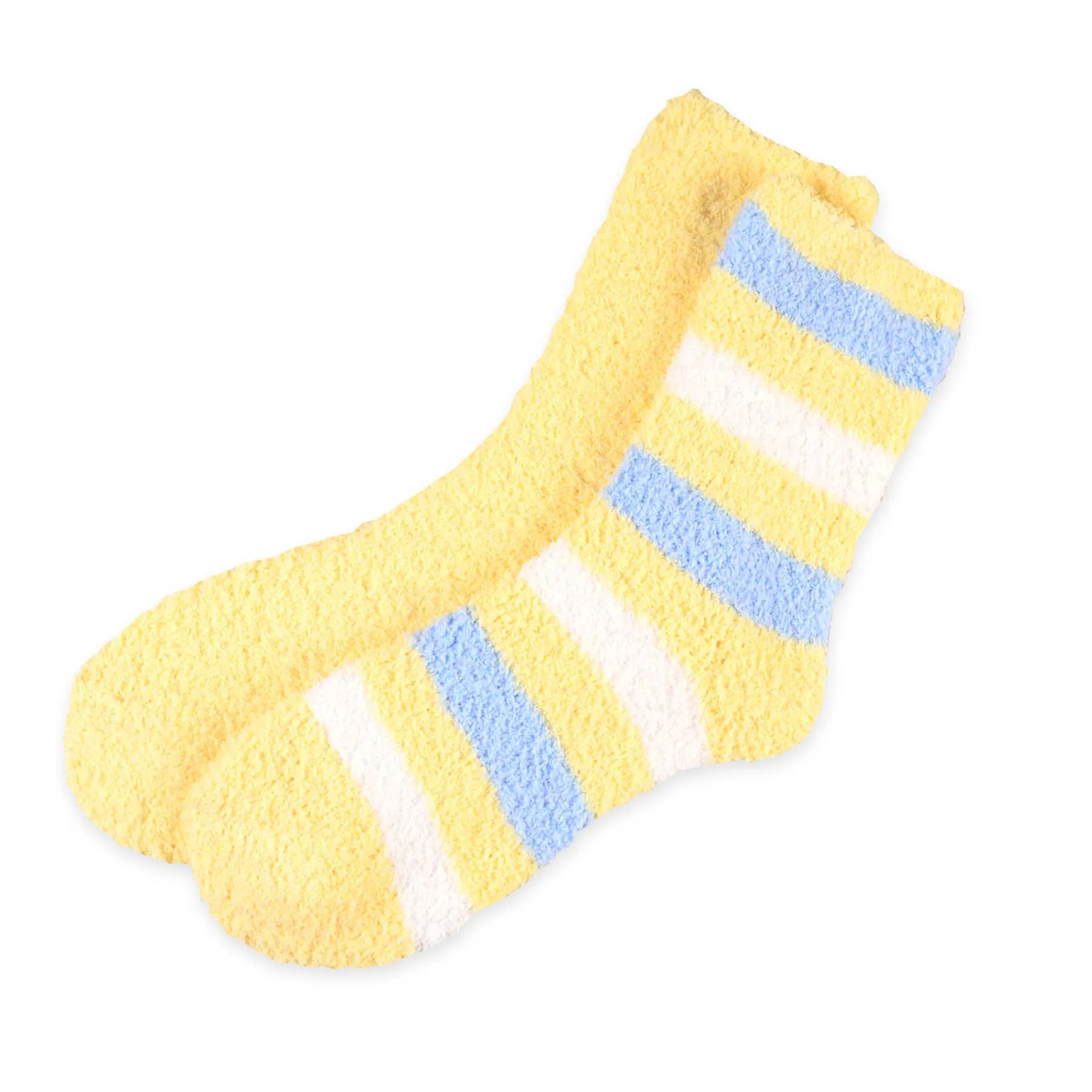 TeeHee Socks Women's Fuzzy Polyester Crew Yellow 2-Pack (11191)