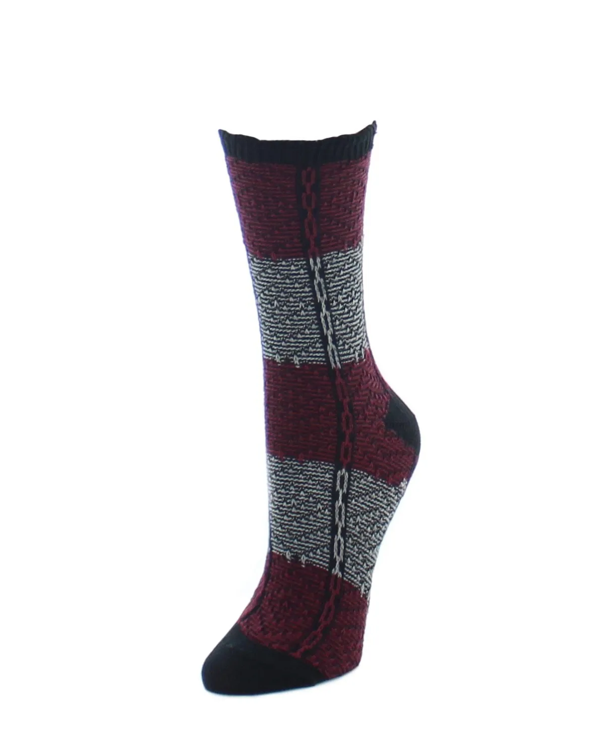 Two Tone Diamond Stripe Fuzzy Boot Socks