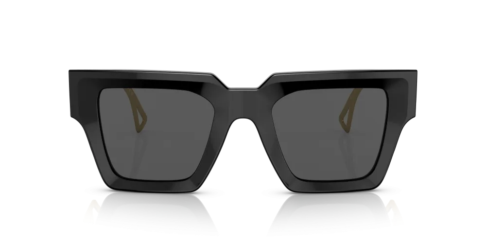 Versace Square Non-Polarized Sunglasses - Black/Gold/Dark Gray