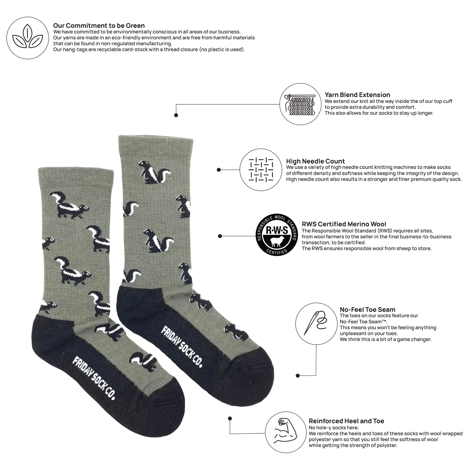 Women's Skunk Merino Wool Socks