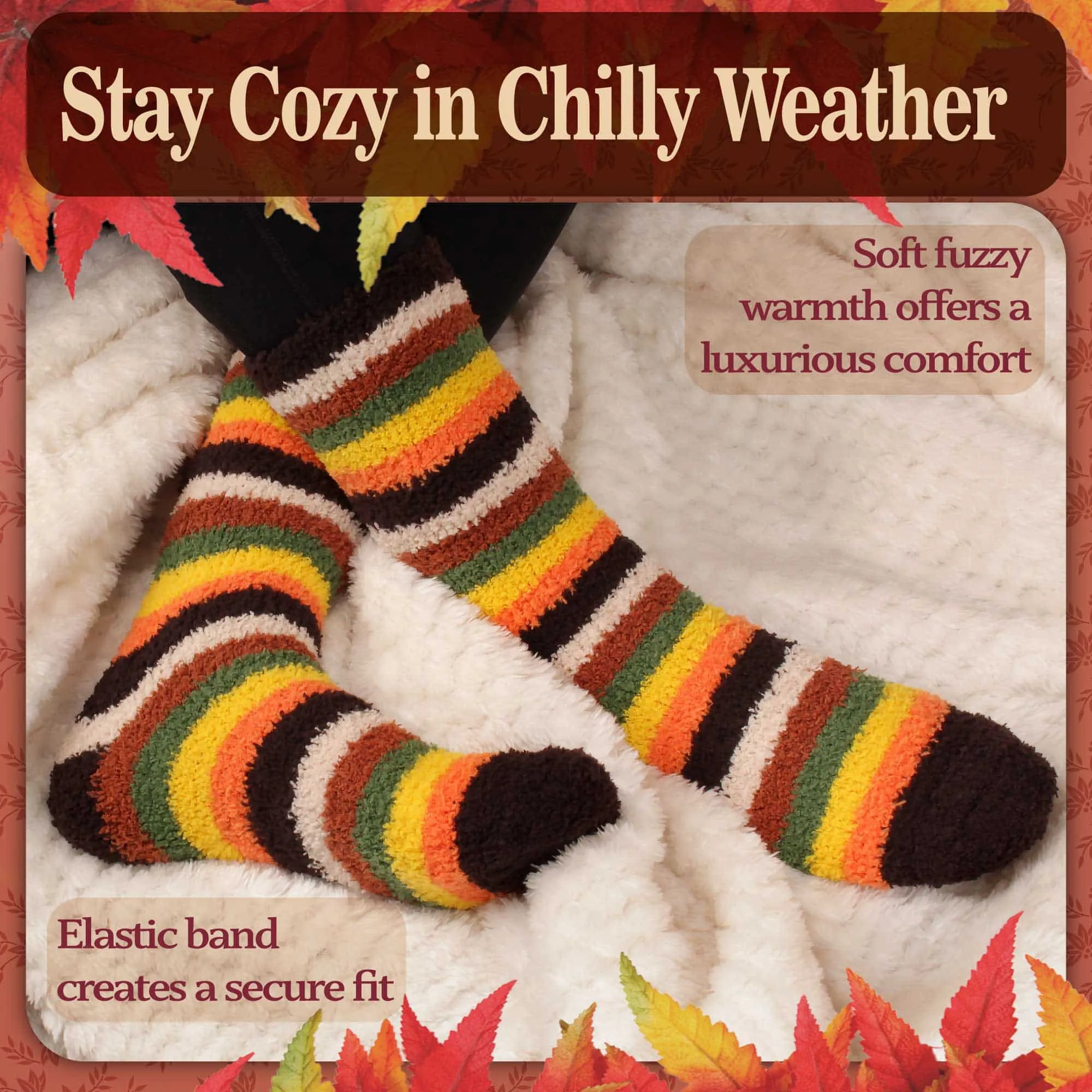 Women's Soft and Cozy Fuzzy Assorted Crew Socks - 5 Pair Assortments