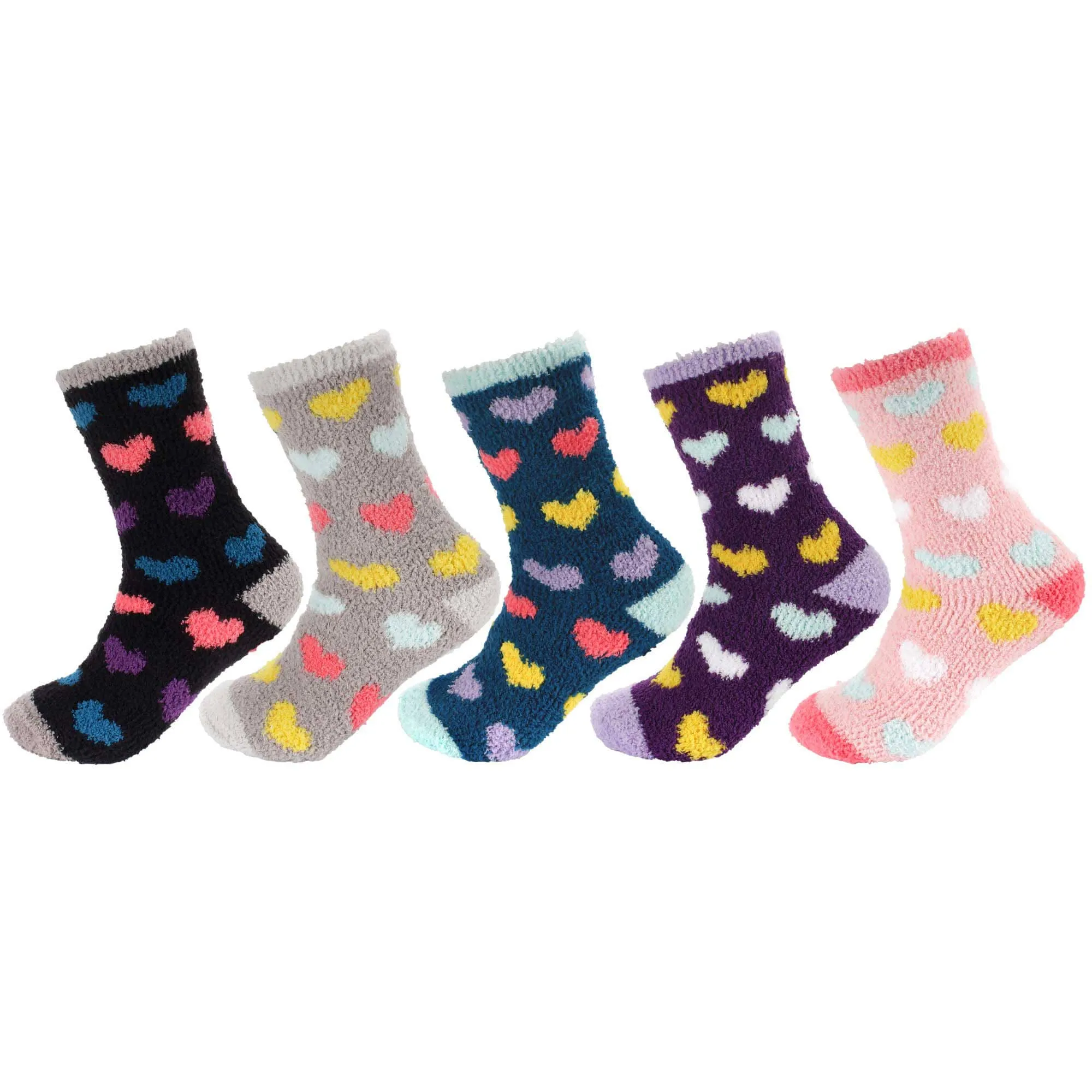 Women's Soft and Cozy Fuzzy Assorted Crew Socks - 5 Pair Assortments